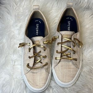 Sperry beige and gold sneaker size 8